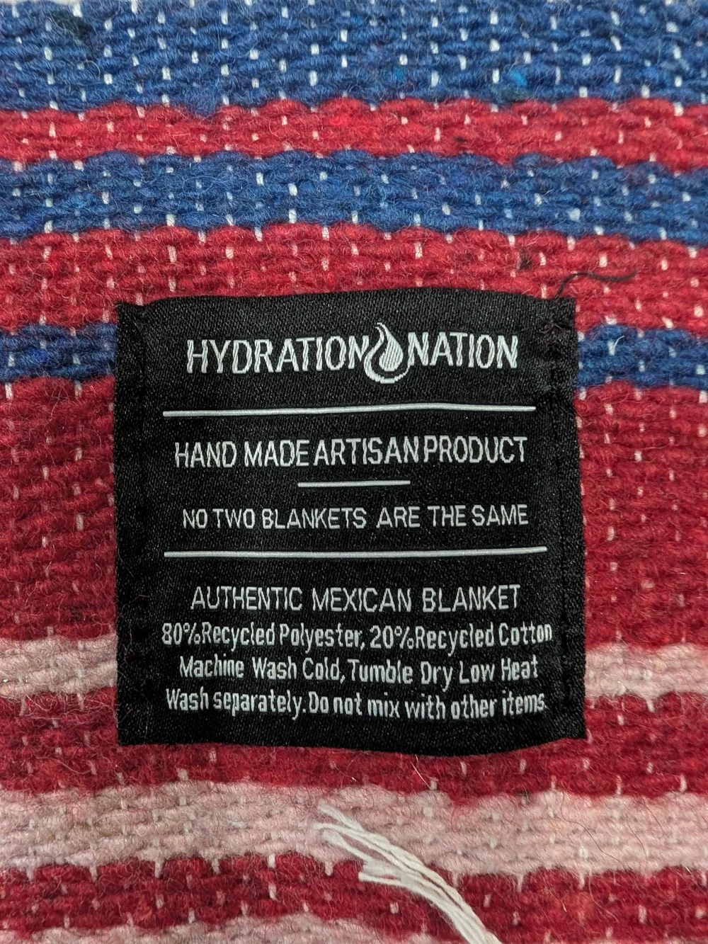 Red & Blue Striped Mexican Blanket Throw